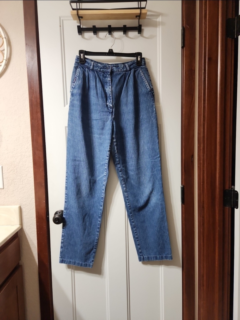 Vintage Sasson Pleated Pinstripe Jeans